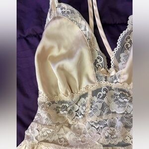 Forever 21 Ivory Lace Satin Chemise